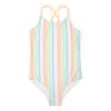 Hurley Girls' One Piece Swimsuit, Pale Ivory/Multi Stripe, 12 view 1