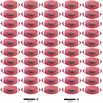Biggz Junior Size Footballs (50 Pack) with (2) Hand Pumps