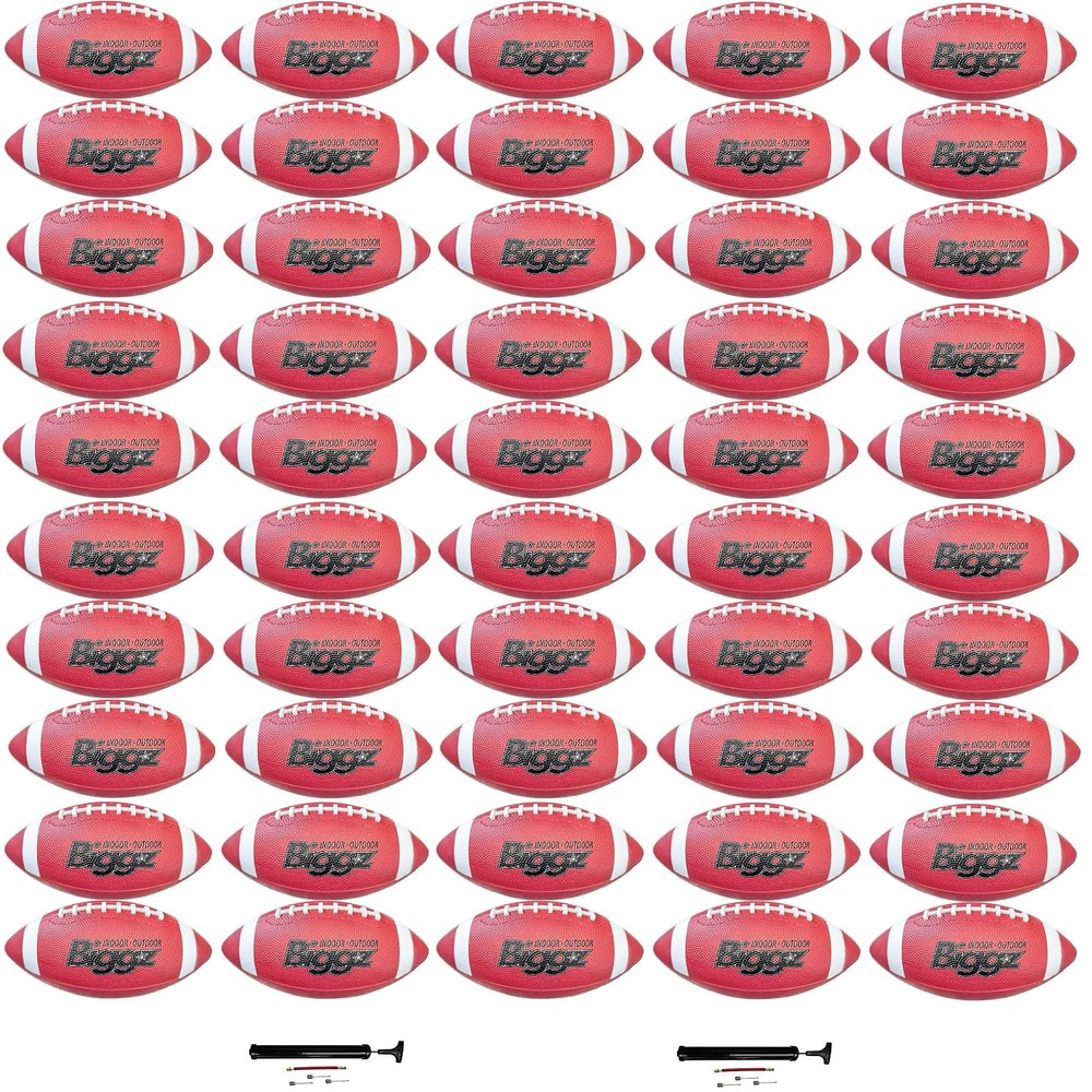 Biggz Junior Size Footballs (50 Pack) with (2) Hand Pumps