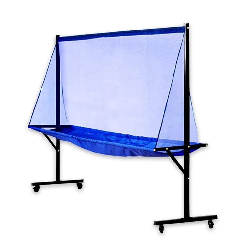 PODEC Ping Pong Ball Collector, Movable Table Tennis Ball Catch Nets with Wheels, Metal Frame Professional Ball Collecting Recycle Catcher, for Single Training Games Family Leisure