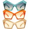 mincl Oversized Irregular Cat Eye Sunglasses Women Retro Gradient Shades UV400 Exaggerated Large Men Champagne Sun Glasses (3pcs-blue&Champagne&orange, M) view 1