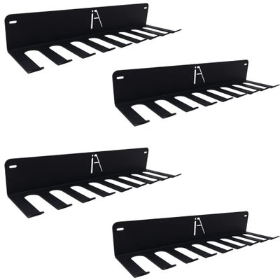 IRON AMERICAN USA Omega Gym Storage Rack 9 OR 11 Hook Heavy-Duty Gym Wall Organizer Gym Caddy Hanger, Gym Accessory Storage - Resistance Bands, Jump Ropes (OMEGA GYM RACK (4-PACK)), BLACK