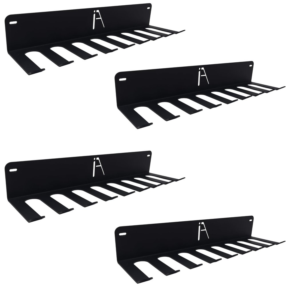 IRON AMERICAN USA Omega Gym Storage Rack 9 OR 11 Hook Heavy-Duty Gym Wall Organizer Gym Caddy Hanger, Gym Accessory Storage - Resistance Bands, Jump Ropes (OMEGA GYM RACK (4-PACK)), BLACK