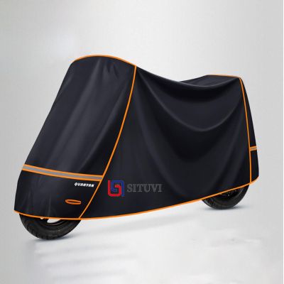 Motorcycle shelter Motorcycle Waterproof Sunscreen Outdoor Sunshade Cloth Cover with Windproof Buckle and Night Reflective Tape with Locking Buckle(Color:Black,Size:2XL)