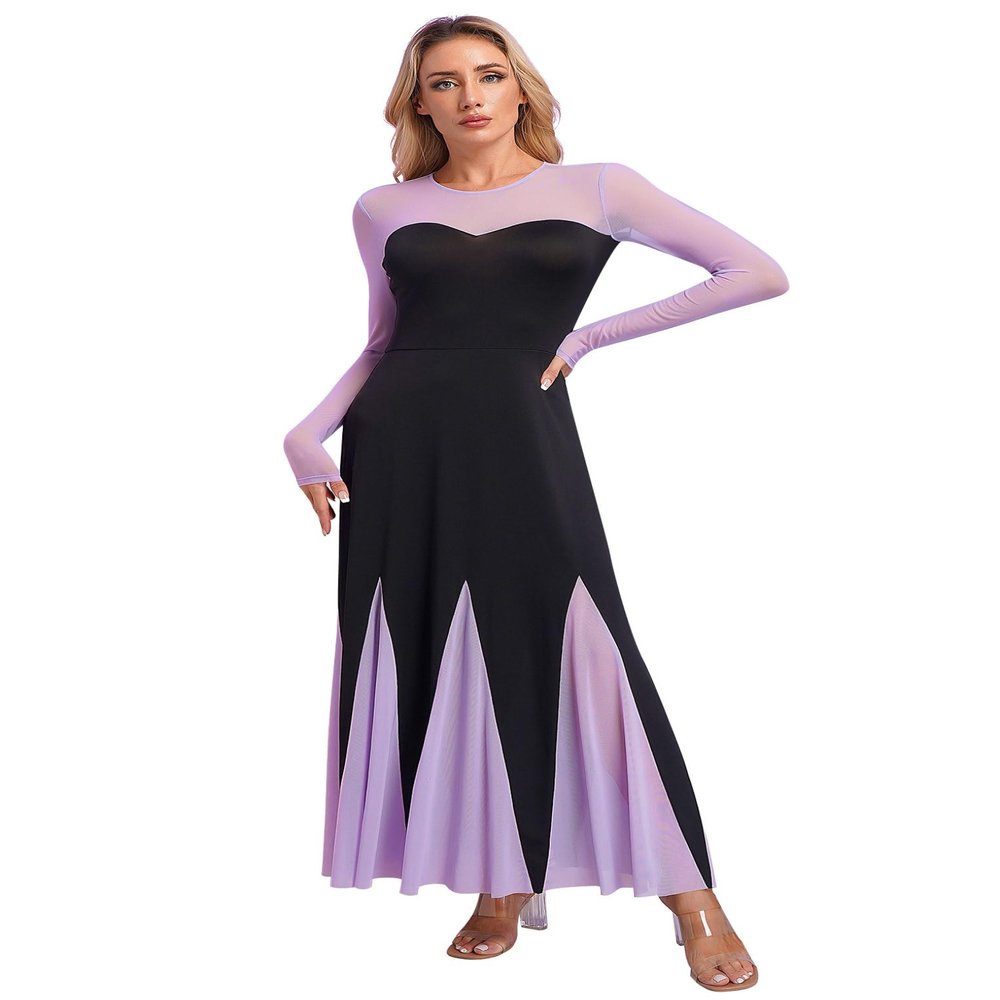 QinCiao Womens Gothic Maxi Dress Halloween Sea Witch Costume Long Sleeves Victorian Mermaid Dress Black Medium