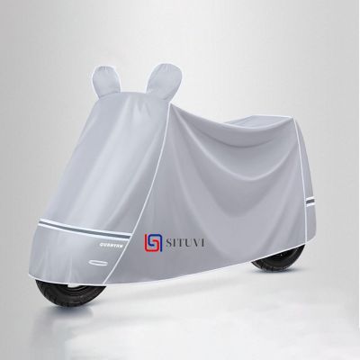Motorcycle shelter Motorcycle Waterproof Sunscreen Outdoor Sunshade Cloth Cover with Windproof Buckle and Night Reflective Tape with Locking Buckle(Color:Grey,Size:4XL)