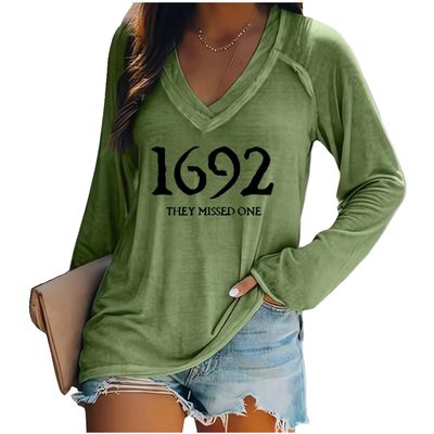 1692 They Missed One Shirt 1692 You Missed One Shirt Halloween Sweaters for Women 1692 They Missed One Shirt Casual Funny Halloween Tshirts Long Sleeve Tee Green