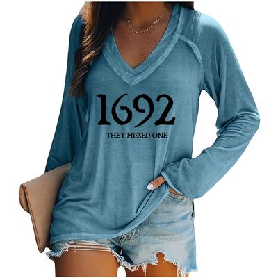 1962 They Missed One Tee 1692 They Missed One Womens Shirt Halloween Sweatshirts For Women 1692 They Missed One Sweater Halloween Tshirts Pullover Fun Graphic Tee Long Sleeve Tee Blue