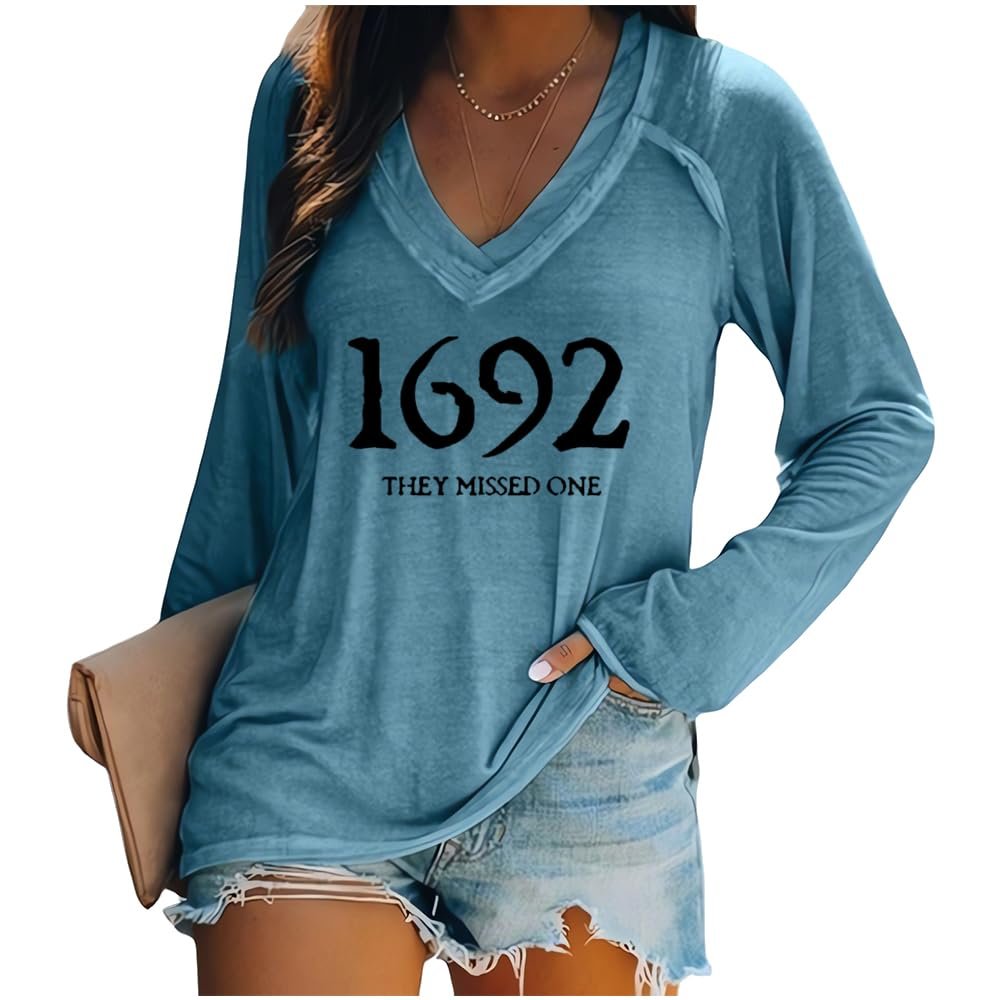 1962 They Missed One Tee 1692 They Missed One Womens Shirt Halloween Sweatshirts For Women 1692 They Missed One Sweater Halloween Tshirts Pullover Fun Graphic Tee Long Sleeve Tee Blue