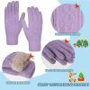 Winter Hat Gloves Scarf Set for Kids Earflap Beanie with Cute Pom Knit Girls Children Baby Toddler Purple Warm Wool Fleece Lining 10 11 12 13 14 Years Old view 3