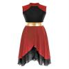 Shinsto Women Color Block Sleeveless Liturgical Praise Dance Dress Tunic Lyrical Dance Costume Red&Black Small view 3