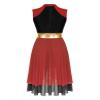 Shinsto Women Color Block Sleeveless Liturgical Praise Dance Dress Tunic Lyrical Dance Costume Red&Black Small view 4