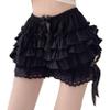 Shinsto Womens Lace Trim Layered Ruffle Bloomers Shorts Pumpkin Pants Pettipants T0054#Black Large view 1