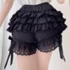 Shinsto Womens Lace Trim Layered Ruffle Bloomers Shorts Pumpkin Pants Pettipants T0054#Black Large view 3