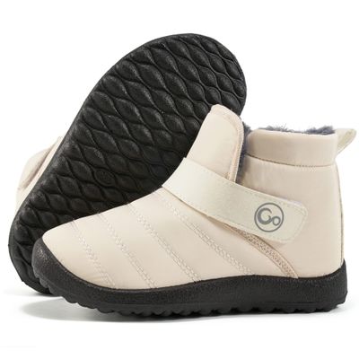 Aomigoct Boys Girls Winter Snow Boots: Waterproof Toddler Little Kid Boot with Fur Lined Easy Handles Unisex Child Warm Booties Comfortable Non Slip Walking
