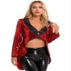 YOOJOO Ringmaster Costume Women Circus Showman Sequin Tailcoat Jacket Adult Halloween Party Costumes Red XX-Large view 1