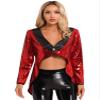 YOOJOO Ringmaster Costume Women Circus Showman Sequin Tailcoat Jacket Adult Halloween Party Costumes Red XX-Large view 2