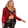YOOJOO Ringmaster Costume Women Circus Showman Sequin Tailcoat Jacket Adult Halloween Party Costumes Red XX-Large view 3