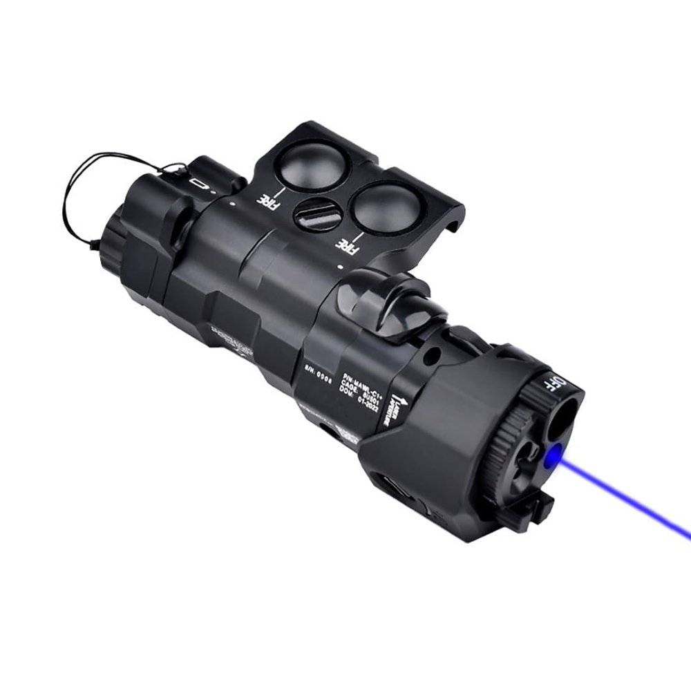 Metal ML C+ Box Laser Sightswith IR Laser + Red/Green/Blue Laser Sight + IR Fill Light + Strobe/Momentary/Constant Modes Whitelight LED 220 Lumens Flashlightfor 20mm Rail (Blue Laser BK)