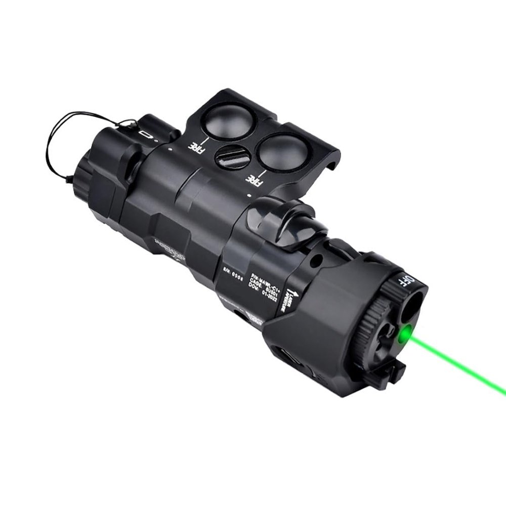 Metal ML C+ Box Laser Sightswith IR Laser + Red/Green/Blue Laser Sight + IR Fill Light + Strobe/Momentary/Constant Modes Whitelight LED 220 Lumens Flashlightfor 20mm Rail (Green Laser BK)