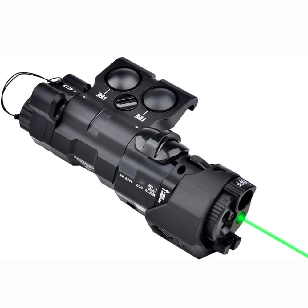 Plastic ML C+ Box Laser Sightswith IR Laser + Red/Green/Blue Laser Sight + IR Fill Light + Strobe/Momentary/Constant Modes Whitelight LED 220 Lumens Flashlightfor 20mm Rail (Green Laser BK)