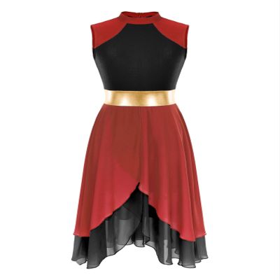 vastwit Women's Color Block Liturgical Praise Dance Overlay and Tunics Sleeveless Worship Dance Dress Red&Black X-Large