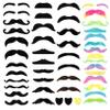 Fake Mustache 48 PCS Colorful Fake Mustaches Self Adhesive Stick on Moustache Fake Beard Costume for Cosplay Mardi Gras Party view 1