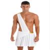 FEESHOW Men's Sexy Ancient Greek God Knight Warrior Costume Cosplay Party Lingerie Sets White 3X-Large view 1