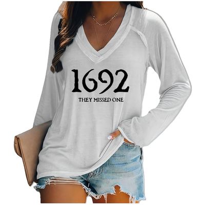 1692 They Missed One Shirt 1692 You Missed One Shirt Halloween Sweaters for Women 1692 They Missed One Shirt Casual Funny Halloween Tshirts Long Sleeve Tee White
