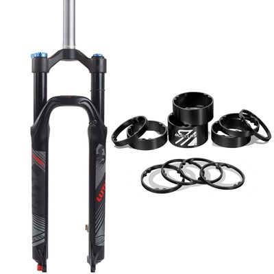 BUCKLOS 27.5inch MTB QR Manual Air Suspesion Fork & 11PCS Headset Aluminium Alloy Spacer Black