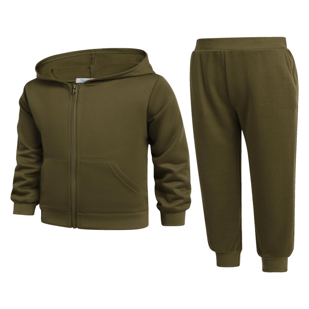 Arshiner Boys' 2 Piece Athletic Tracksuit Jogging Sets Outfit Sweatsuit Zip Up Hoodie and Active Pants for Kids 5-14 Years