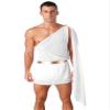 Oyolan Men Greek Gods Toga Ancient Roman Senator Robe Costume One Shoulder Shorts with Skirt Jumpsuit White Medium