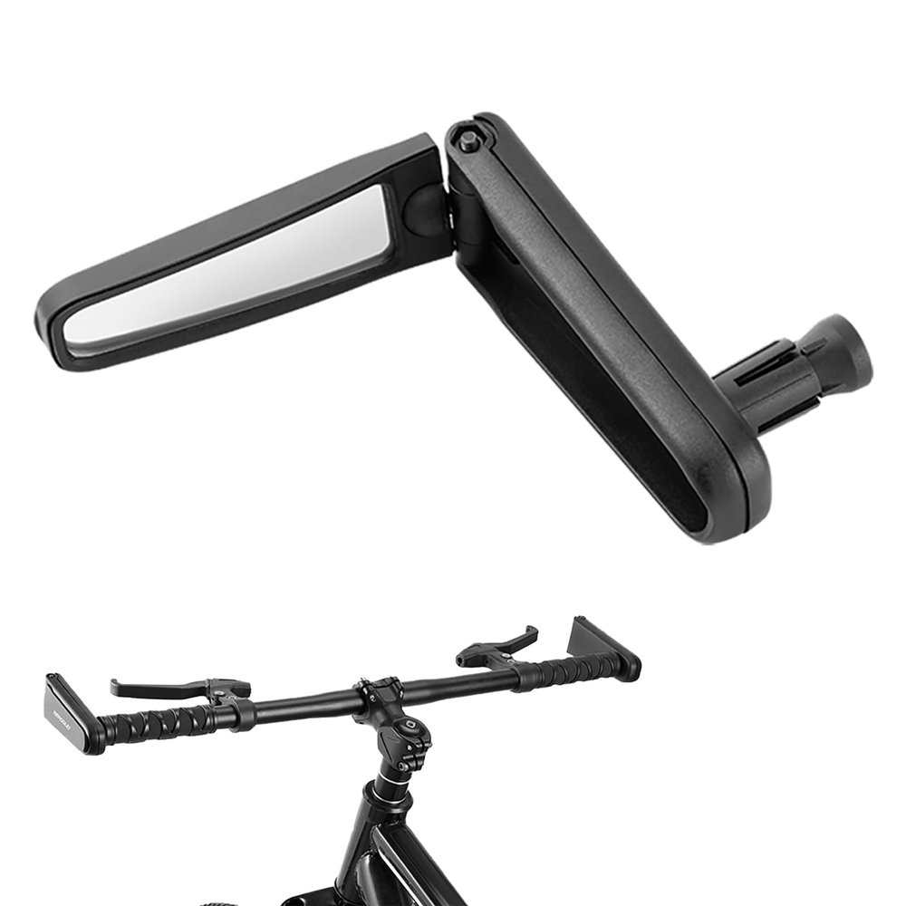 Folding 360 Degree Rotatable Bicycle Rearview Handlebar Mirror - Multifunctional Cycling Accessorie (2PCS) (Black)