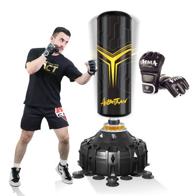 Freestanding Punching Bag with Boxing Gloves, Boxing Bag with Suction Cup Base for Adult Teens-Standing Kickboxing Bag for Home Office GymBlack