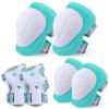 FIODAY Knee Pads for Kids Knee and Elbow Pads Wrist Guards Adjustable Protective Gear Set for Girls Boys Inline Skating Biking Skateboard Scooter Knee Pads,Aqua Green,3-8 Years view 1
