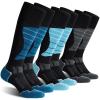 CS CELERSPORT 3 Pack Wool Ski Socks for Men and Women Skiing, Snowboarding, Cold Weather, Winter Performance Socks, Black+Lake Blue+Sky Blue, X-Large view 1