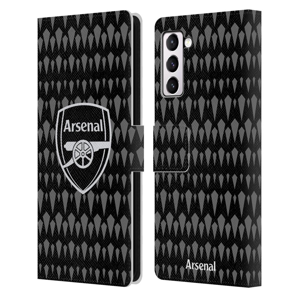 Head Case Designs Officially Licensed Arsenal FC Home Goalkeeper 2023/24 Crest Kit Leather Wallet Case Compatible with Samsung Galaxy S21+ 5G