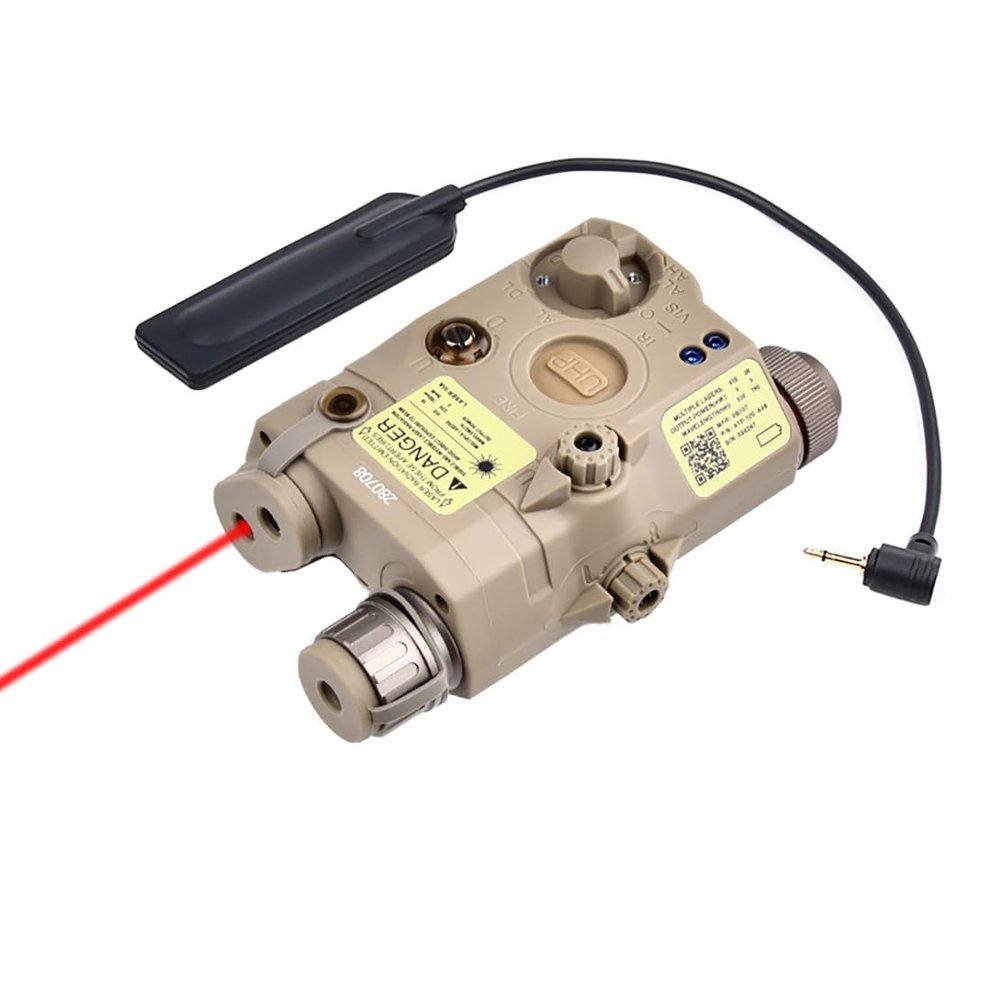 Plastic PEQ-15 Box Laser Sightswith IR Laser + Red/Green Laser Sight + IR Light Illuminator Night Vision Flashlightwith Pressure Switchfor 20mm Rail (Red Laser DE)