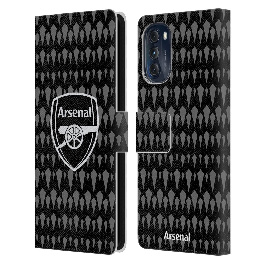 Head Case Designs Officially Licensed Arsenal FC Home Goalkeeper 2023/24 Crest Kit Leather Wallet Case Compatible with Motorola Moto G (2022)
