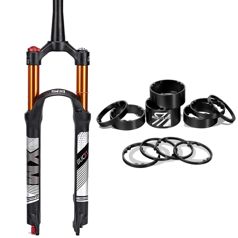 BUCKLOS 29inch MTB QR Tapered Crown Air Damping Suspesion Fork & Headset Spacer Aluminum -Black