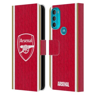 Head Case Designs Officially Licensed Arsenal FC Home 2023/24 Crest Kit Leather Wallet Case Compatible with Motorola Moto G71 5G