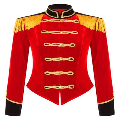 ranrann Velvet Circus Ringmaster Costume for Women Lion Tamer Blazer Jacket Coat Costume Adult Halloween Cosplay Outfit Red X-Large