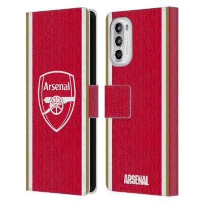 Head Case Designs Officially Licensed Arsenal FC Home 2023/24 Crest Kit Leather Wallet Case Compatible with Motorola Moto G52