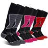 CS CELERSPORT Women's Merino Wool Ski Socks, 3 Pack Thermal Warm Winter Thick Knee High Snowboarding Skiing Socks, Black Dark Grey + Rose Red + Black Red, Small view 1