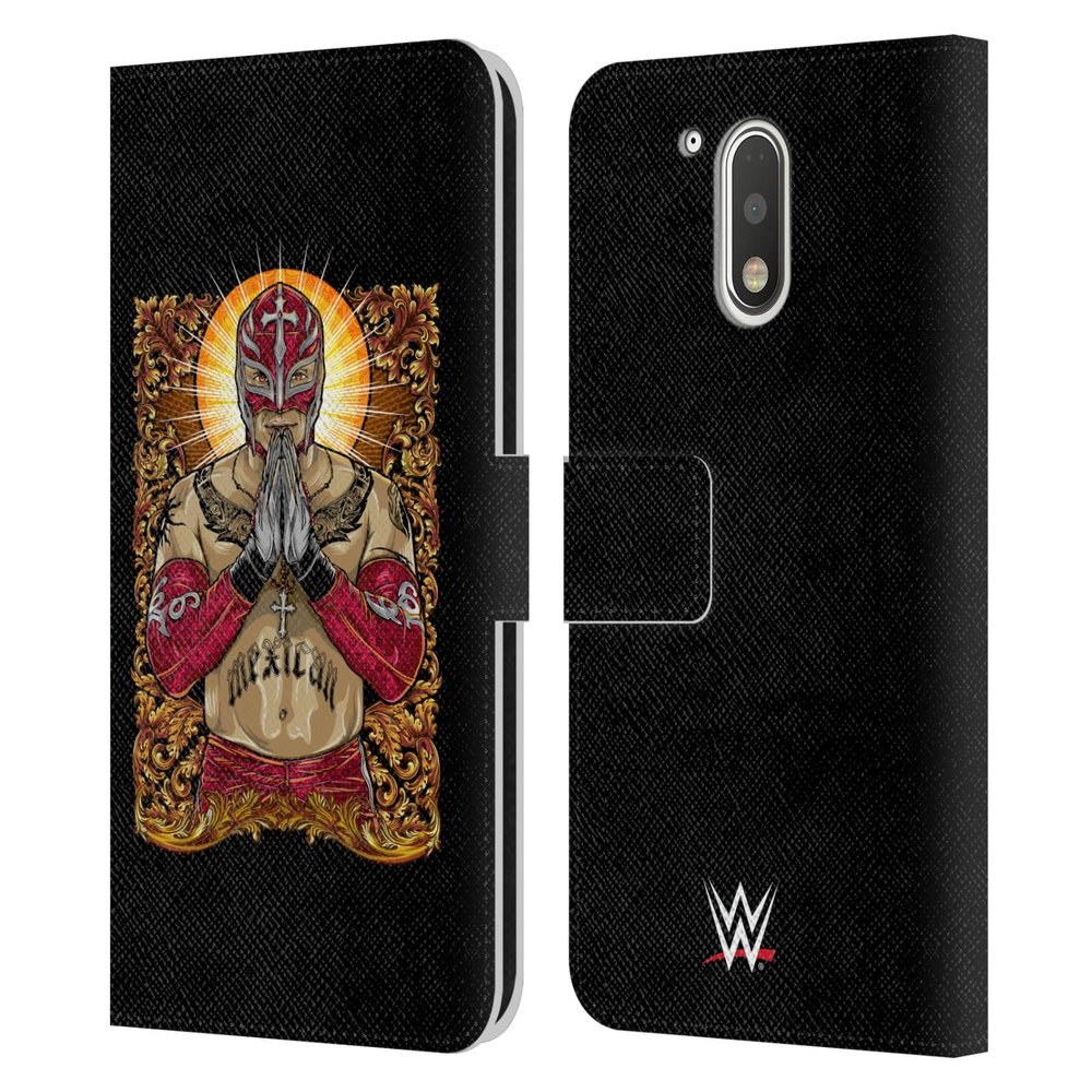 Head Case Designs Officially Licensed WWE Glow Rey Mysterio Leather Book Wallet Case Cover Compatible with Motorola Moto G41