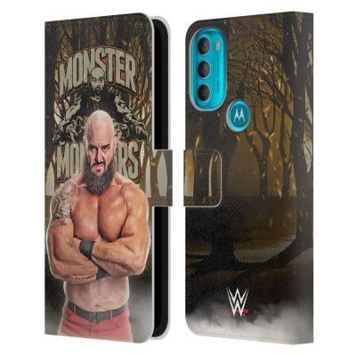 Head Case Designs Officially Licensed WWE Portrait Braun Strowman Leather Book Wallet Case Cover Compatible with Motorola Moto G71 5G