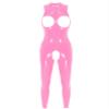 Sxiwei Women's Hollow Out Leather Leotard Swimming Costume Swimsuits Mock Neck Jumpsuit Skinny Clubwear Pink Small view 1