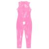 Sxiwei Women's Hollow Out Leather Leotard Swimming Costume Swimsuits Mock Neck Jumpsuit Skinny Clubwear Pink Small view 3