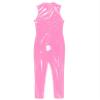Sxiwei Women's Hollow Out Leather Leotard Swimming Costume Swimsuits Mock Neck Jumpsuit Skinny Clubwear Pink Small view 4