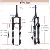 BUCKLOS 27.5inch MTB QR Tapered Remote Air Damping Suspesion Fork & Headset Spacer Aluminum -Black view 2